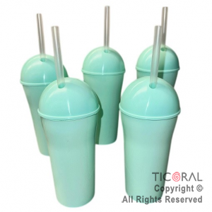 VASO DOMO CON SORBETE 400 ML VERDE PASTEL x 5